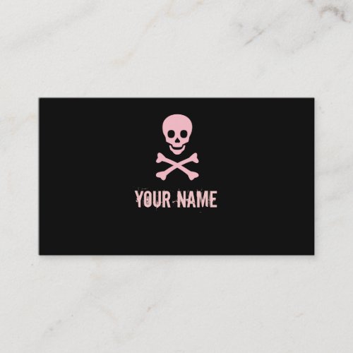 Pink punk skull crossbones customizable cards business card template