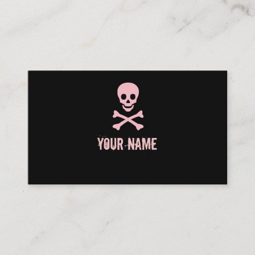 Customizable Pink punk skull crossbones customizable cards business card template