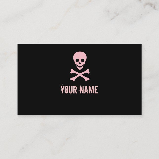Pink punk skull crossbones customizable cards (Front)
