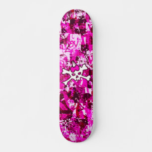 Pink Punk Skull Skateboard
