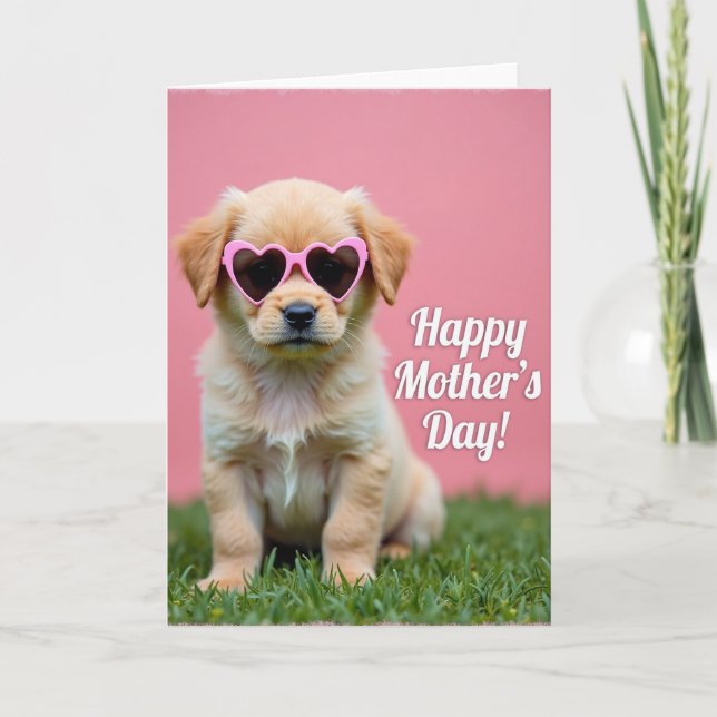 Pink Pup Mother Love Day Card (Front)
