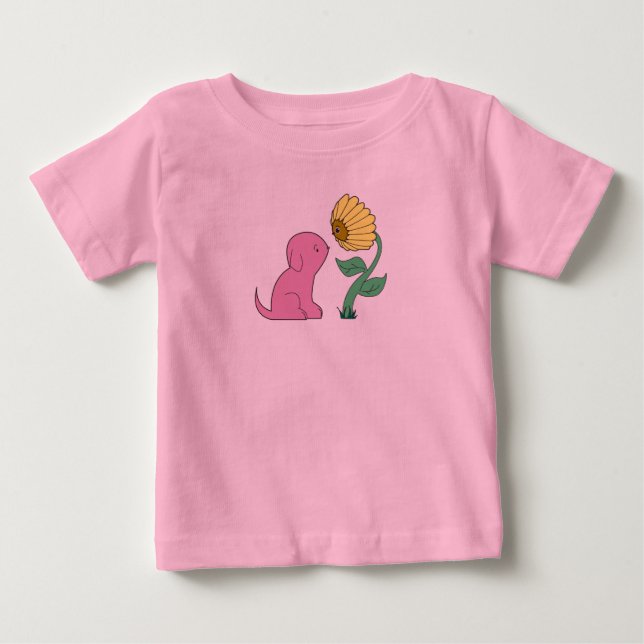 pink puppy and flower baby T-Shirt (Front)