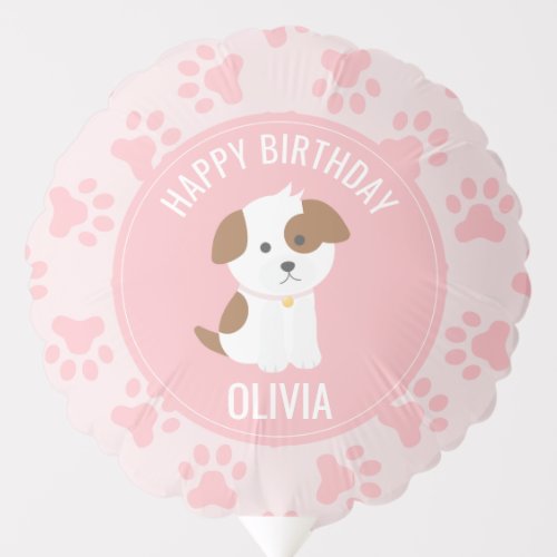 Pink Puppy birthday party balloon paw prints