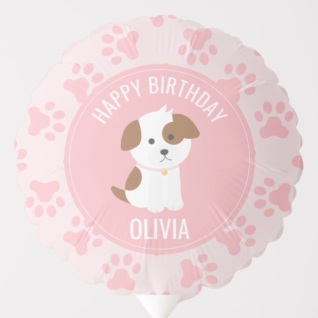 Pink Puppy birthday party balloon paw prints (Front)