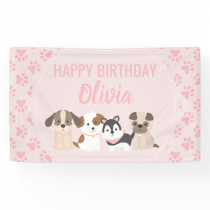 Pink Puppy birthday party banner