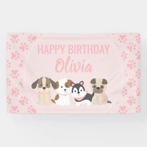 Pink Puppy birthday party banner