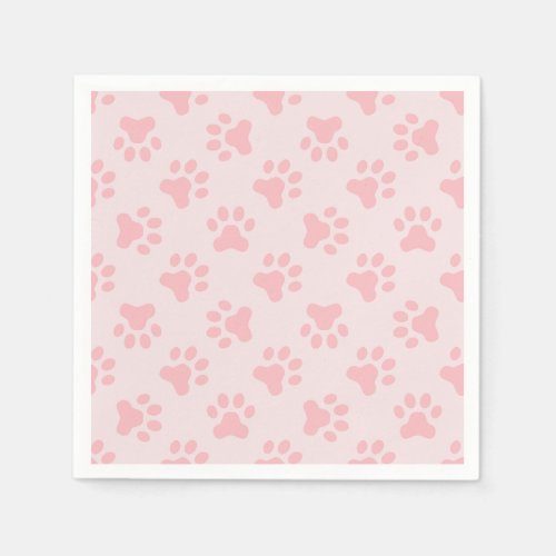 Pink Puppy birthday party napkins paw prints