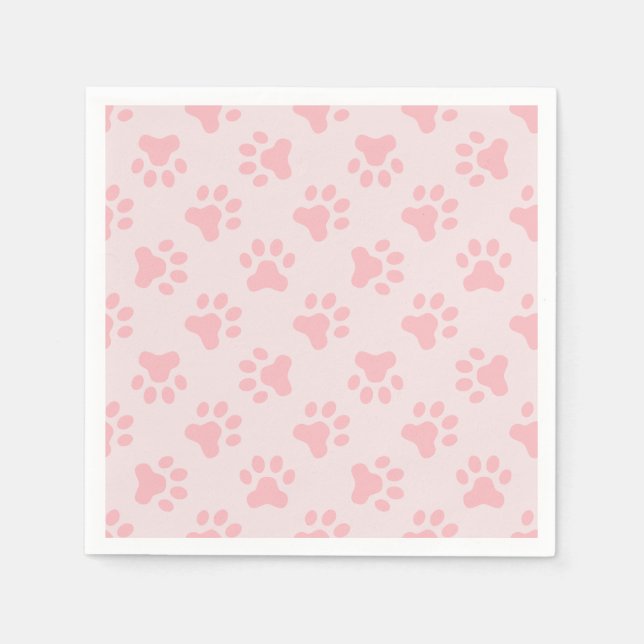 Pink Puppy birthday party napkins paw prints (Front)