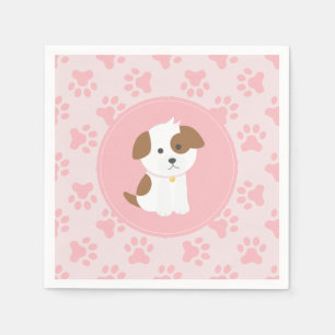 Pink Puppy birthday party napkins paw prints