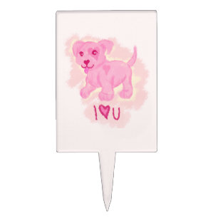 Pink Puppy Cake Topper