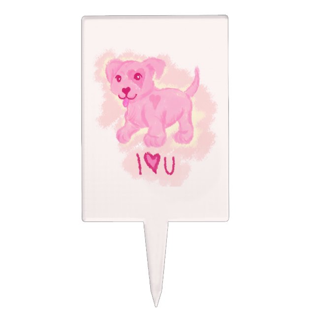 Pink Puppy Cake Topper (Front)