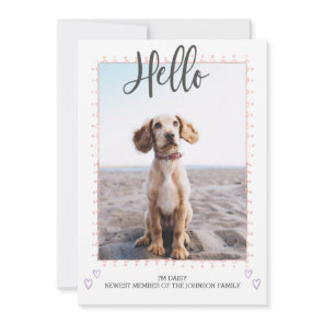 Pink Puppy Dog Adoption Announcement Photo Card