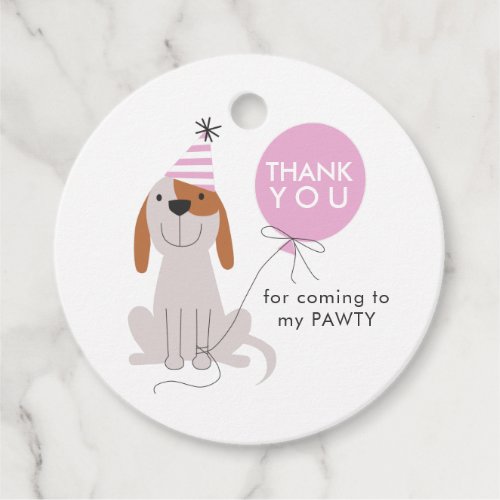 Pink Puppy Dog Birthday Party Favor Tags