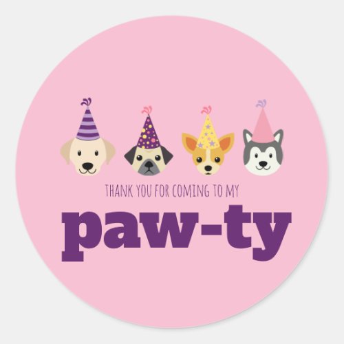 Pink Puppy Dog Birthday Party Thank You Favor Tags