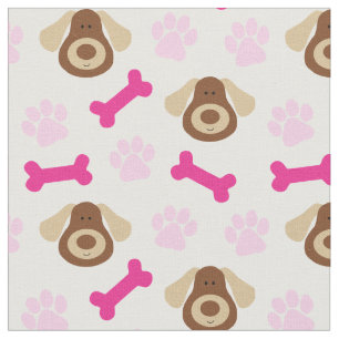 Pink Puppy Dog Fabric