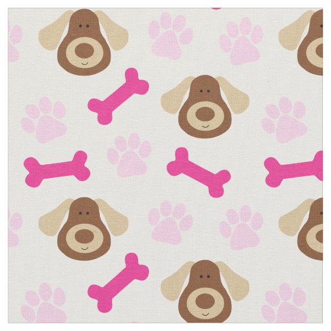 Pink Puppy Dog Fabric (Close Up)