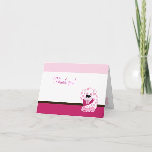 Pink Puppy Dog Folded Thank you note (Front)