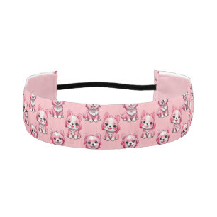 Pink Puppy Dog Pattern Design - Pink Athletic Headband
