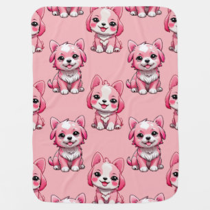Pink Puppy Dog Pattern Design - Pink Baby Blanket
