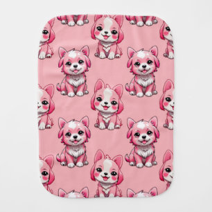 Pink Puppy Dog Pattern Design - Pink Baby Burp Cloth