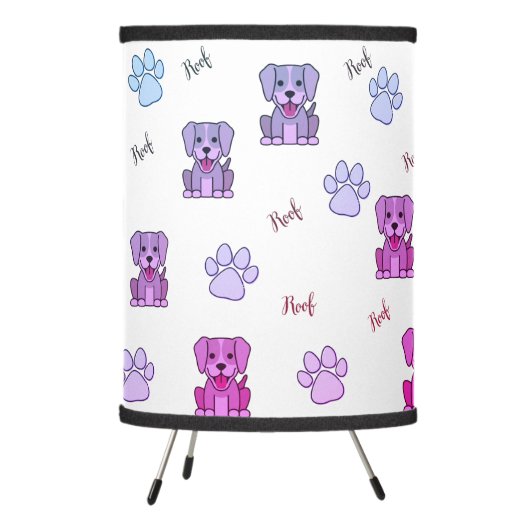 Pink Puppy Dog & Paws Tripod Lamp (Left)