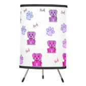 Pink Puppy Dog & Paws Tripod Lamp (Front)