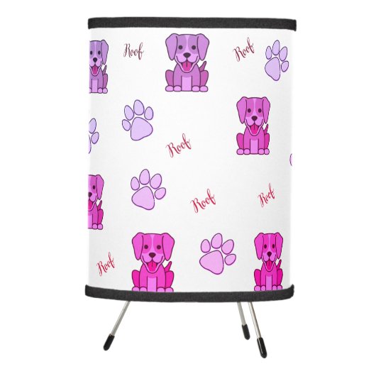 Pink Puppy Dog & Paws Tripod Lamp (Right)