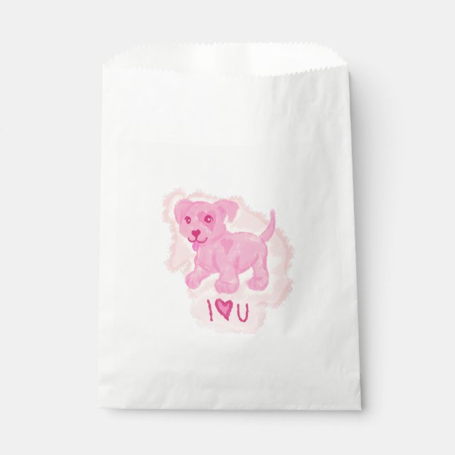 Pink Puppy Favor Bag (Front)