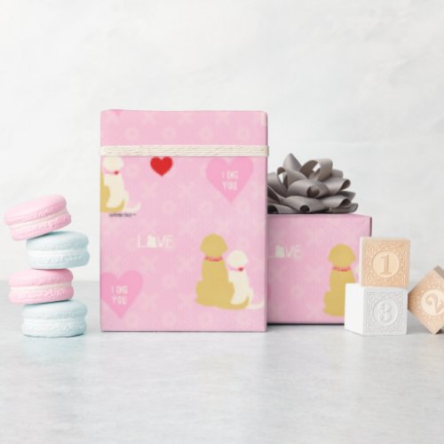 Pink Puppy Love Valentines Day Gift Wrap Roll