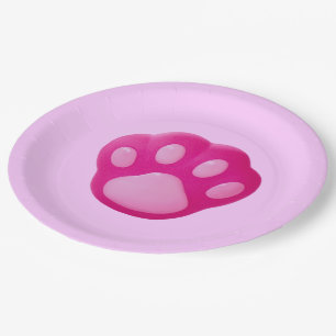 Pink Puppy Paw Paper Plates