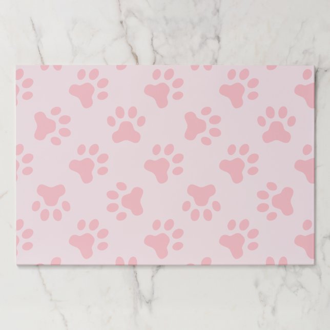 Pink Puppy paw prints birthday party placemats (Front)