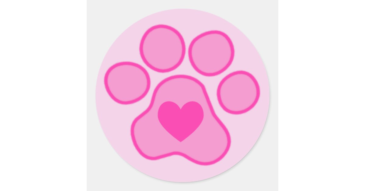 Pink Puppy Paws Heart Sticker | Zazzle