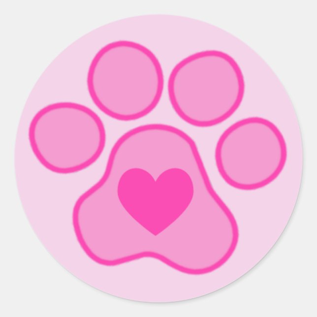 Pink Puppy Paws Heart Sticker (Front)
