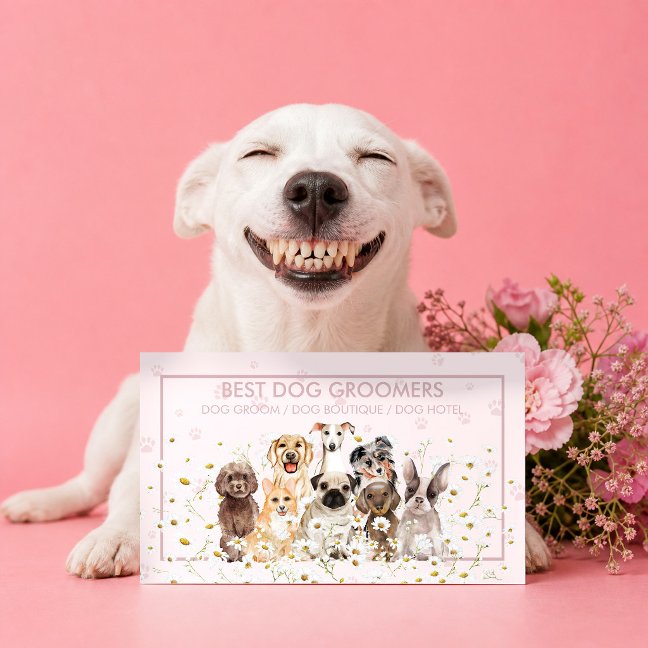 Pink Puppy Trainer New Dog Lessons Business Card