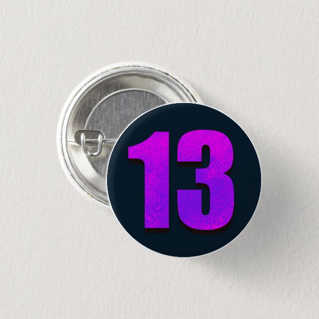 Pink Purple 13 Birthday Party Button (Front & Back)