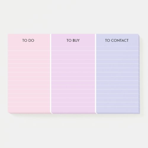 Pink Purple 3 Category Lined To Do List Post_it Notes