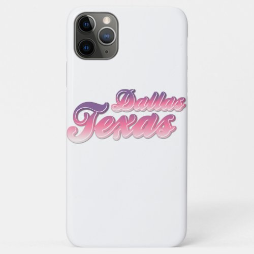 Pink purple 3d typography Dallas Texas logo design iPhone 11 Pro Max Case