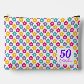 Pink Purple 50 & Fabulous Typography Party Accessory Pouch