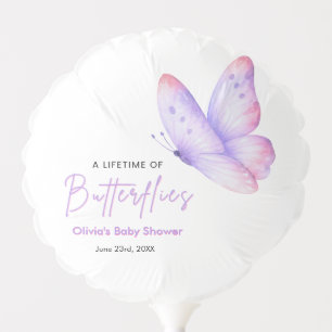 Pink Purple A Little Butterfly Baby Shower  Balloon