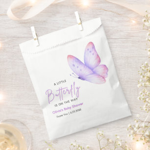 Pink Purple A Little Butterfly Baby Shower  Favor Bag
