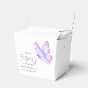 Pink Purple A Little Butterfly Baby Shower Favor Boxes