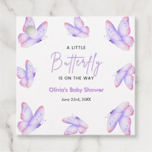 Pink Purple A Little Butterfly Baby Shower Favor Tags