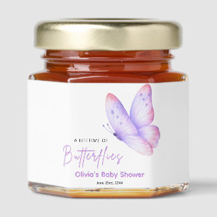 Pink Purple A Little Butterfly Baby Shower Honey Jar Favors