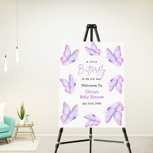 Pink Purple A Little Butterfly Baby Shower Welcome Foam Board