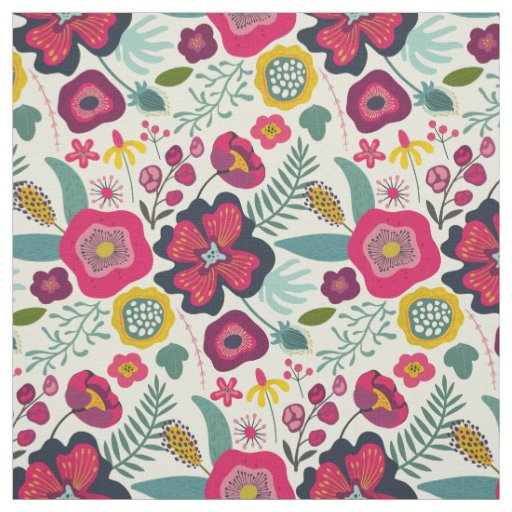 Pink Purple Abstract Floral Pattern Fabric