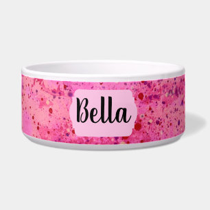 Pink Purple Abstract Personalized Ceramic Pet Bowl