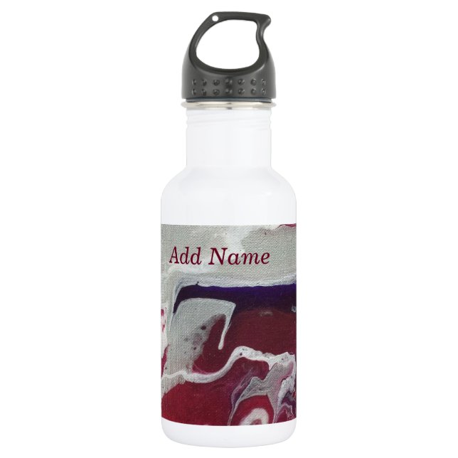 Pink Purple Abstract Personalized Water Bottle (Front)