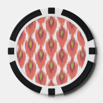 Pink Purple Abstract Tribal Ikat Diamond Pattern Poker Chips by SharonaCreations at Zazzle