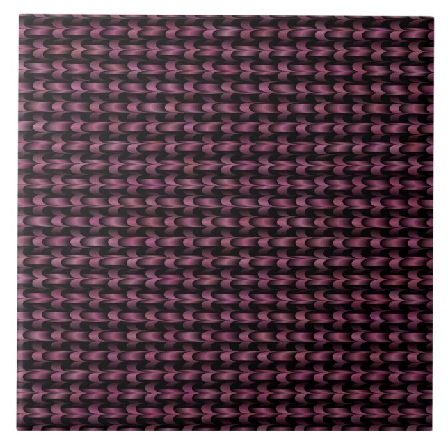 Pink Purple Abstract Weave Pattern Ceramic Tile (Front)