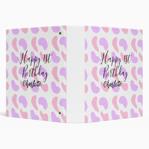 Pink purple abstracts shapes happy 1st birthday na 3 ring binder